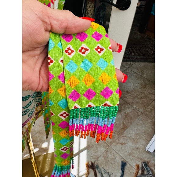 Farm Rio Queen of Fruits Tropical Kimono Jacket SZ‎ Lge Tie Beaded Tassel Fringe - Picture 8 of 16